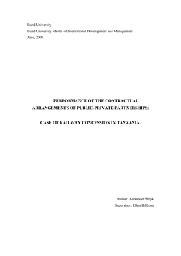 Case of Railway Concession in Tanzania