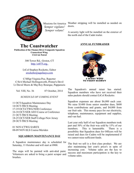 The Coastwatcher Publication of the Thames River Composite Squadron Connecticut Wing Civil Air Patrol