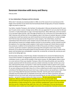 Interview with Ted Sorensen, President Kennedy's Speechwriter by Sherry and Jenny Thompson, February 2010