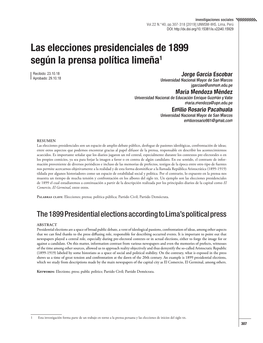 Las Elecciones Presidenciales De 1899 Según La Prensa Política Limeña1