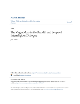The Virgin Mary in the Breadth and Scope of Interreligious Dialogue