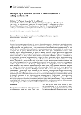 Prolonged Lag in Population Outbreak of an Invasive Mussel: a Shifting-Habitat Model