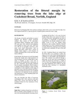 Restoration of the Littoral Margin by Removing Trees from the Lake Edge at Cockshoot Broad, Norfolk, England