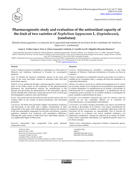 Pharmacognostic Study and Evaluation of the Antioxidant Capacity of the Fruit of Two Varieties of Nephelium Lappaceum L