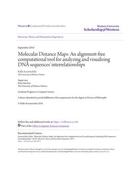An Alignment-Free Computational Tool for Analyzing and Visualizing DNA Sequences' Interrelationships Rallis Karamichalis the University of Western Ontario
