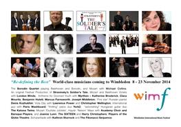 World-Class Musicians Coming to Wimbledon 8 - 23 November 2014
