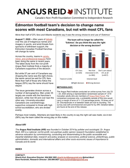 Edmonton Football Team's Decision to Change Name Scores with Most