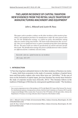 The Labor Incidence of Capital Taxation: New Evidence from the Retail Sales Taxation of Manufacturing Machinery and Equipment