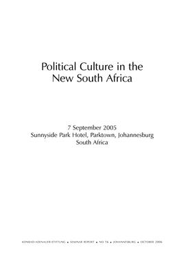 Political Culture in the New South Africa