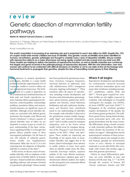 Review Genetic Dissection of Mammalian Fertility Pathways Martin M