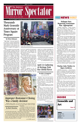 Thousands Mark Genocide Anniversary at Times Square Program NEWS INBRIEF