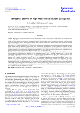 Terrestrial Planets in High-Mass Disks Without Gas Giants