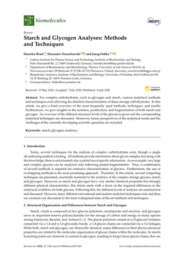 Starch and Glycogen Analyses: Methods and Techniques