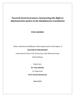 Interpreting the Right to Administrative Justice in the Zimbabwean Constitution