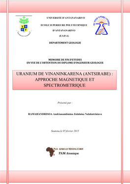 Uranium De Vinaninkarena (Antsirabe) : Approche Magnetique Et Spectrometrique