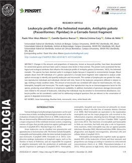 Leukocyte Profile of the Helmeted Manakin, Antilophia