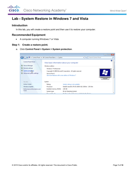 Lab - System Restore in Windows 7 and Vista