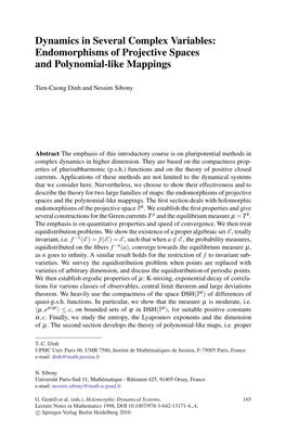 Dynamics in Several Complex Variables: Endomorphisms of Projective Spaces and Polynomial-Like Mappings