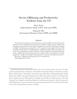 Service Offshoring and Productivity