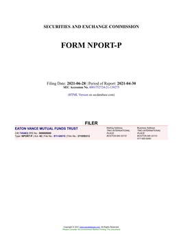 EATON VANCE MUTUAL FUNDS TRUST Form