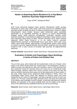 Harbin Ve Kopenhag Opera Binalarının İç Ve Dış Mekan Kullanımı Açısından Değerlendirilmesi