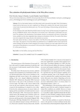 The Evaluation of Hydrodynamic Balance at the Wkra River Estuary