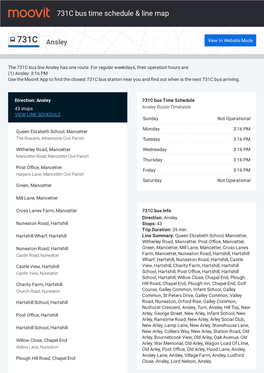 731C Bus Time Schedule & Line Route