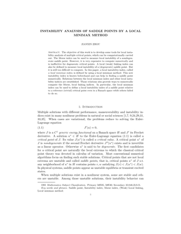 Instability Analysis of Saddle Points by a Local Minimax Method