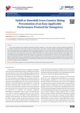 Uphill Or Downhill Cross-Country Skiing Presentation of an Easy Applicable Performance Protocol for Youngsters