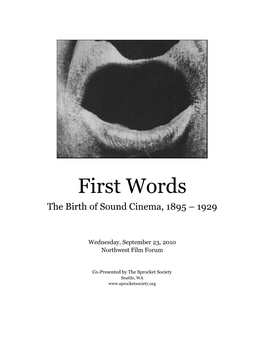 First Words: the Birth of Sound Cinema