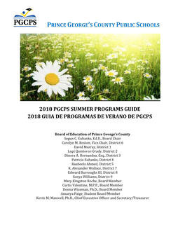 2018 Pgcps Summer Programs Guide 2018 Guia De Programas De Verano De Pgcps