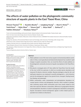 The Effects of Water Pollution on the Phylogenetic Community Structure of Aquatic Plants in the East Tiaoxi River, China