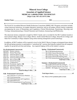 Medical Laboratory Technician Degree Plan