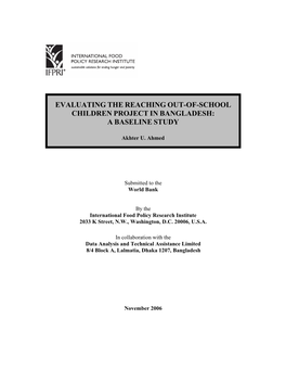 Evaluating the Reaching Out-Of-School Children Project in Bangladesh: a Baseline Study