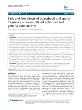 Early and Late Effects of Objecthood and Spatial Frequency on Event-Related Potentials and Gamma Band Activity