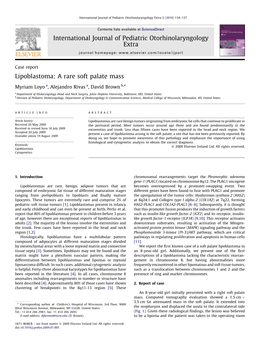 Lipoblastoma: a Rare Soft Palate Mass