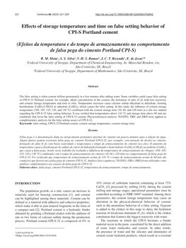 Effects of Storage Temperature and Time on False Setting Behavior of CPI-S Portland Cement