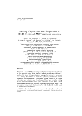 Discovery of Hybrid Γ Dor and Δ Sct Pulsations in BD+18 4914 Through MOST Spacebased Photometry