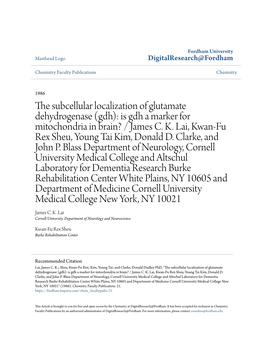 Is Gdh a Marker for Mitochondria in Brain? / James C
