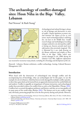 The Archaeology of Conflict-Damaged Sites: Hosn Niha in the Biqaʾ