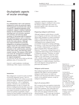 Oculoplastic Aspects of Ocular Oncology