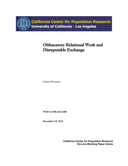 Obfuscatory Relational Work and Disreputable Exchange*