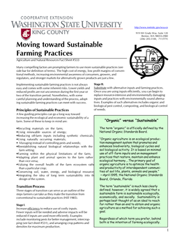 Moving Toward Sustainable Farming Practices Agriculture and Natural Resources Fact Sheet #533