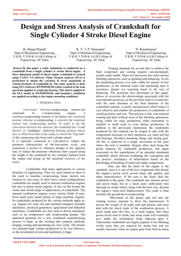 Design and Stress Analysis of Crankshaft for Single Cylinder 4 Stroke Diesel Engine