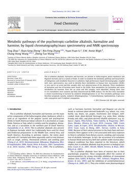 Metabolic Pathways of the Psychotropic-Carboline Alkaloids, Harmaline and Harmine, by Liquid Chromatography/Mass Spectrometry and NMR Spectroscopy