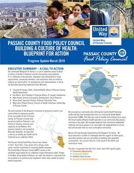 PASSAIC COUNTY FOOD POLICY COUNCIL BUILDING a CULTURE of HEALTH: BLUEPRINT for ACTION Progress Update March 2019
