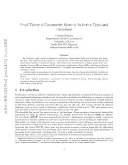 Proof Theory of Constructive Systems: Inductive Types and Univalence