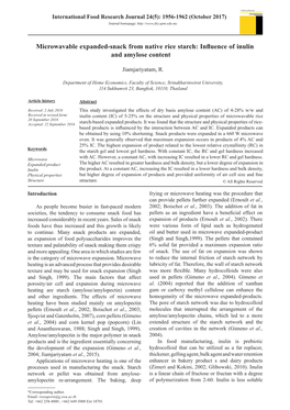 Microwavable Expanded-Snack from Native Rice Starch: Influence of Inulin and Amylose Content