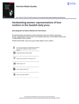 Representations of Lone Mothers in the Swedish Daily Press