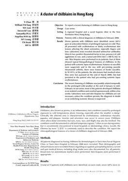 A Cluster of Chilblains in Hong Kong